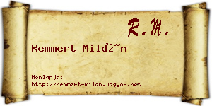Remmert Milán névjegykártya